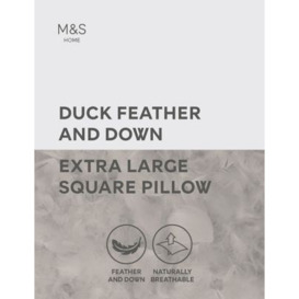M&S Duck Feather and Down Square Pillow - White, White