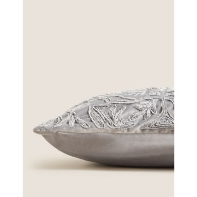 M&S Velvet Embroidered Cushion - Grey Mix, Grey Mix