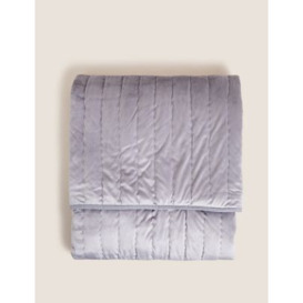 M&S Velvet Quilted Bedspread - Large - Grey, Grey,Light Navy,Light Pink