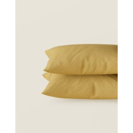 M&S 2 pk Pure Cotton 180 Thread Count Pillowcases - Ochre, Ochre,Cream,Silver Grey,Blush,Chambray,Sage