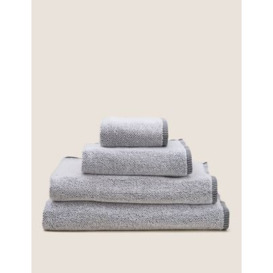 M&S Pure Cotton Cosy Weave Towel - GUEST - Grey Mix, Grey Mix,Navy,Plum,Natural,Powder Blue,Ochre