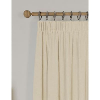 M&S Brushed Pencil Pleat Blackout Temperature Smart Curtains - NAR72 - Cream, Cream,Terracotta,Sage,Dark Red,Light Grey,Champagne,Charcoal Mix