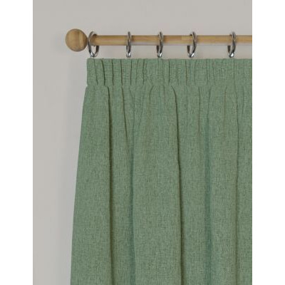 M&S Brushed Pencil Pleat Blackout Temperature Smart Curtains - NAR54 - Sage, Sage,Dark Red,Cream,Mid Blue,Teal,Light Grey,Navy,Blush,Champagne,Charcoal Mix