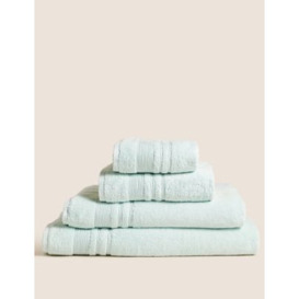 M&S Super Plush Pure Cotton Towel - HAND - Duck Egg, Duck Egg,White