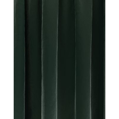 M&S Velvet Pencil Pleat Ultra Temperature Smart Curtains - EW72 - Forest Green, Forest Green,Champagne