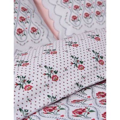 Cath Kidston Pure Cotton Cherished Bedding Set - 5FT - White, White