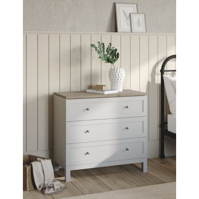 M&S Salcombe 3 Drawer Chest - Light Grey, Light Grey