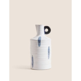 M&S Painted Glaze Ceramic Bottle Vase - Grey/White, Grey/White