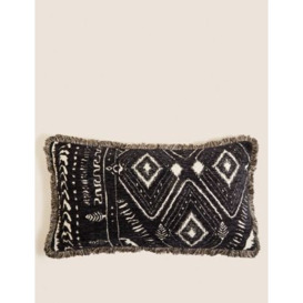 M&S Chenille Patterned Bolster Cushion - Charcoal, Charcoal