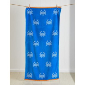 M&S Pure Cotton Crab Beach Towel - Blue, Blue
