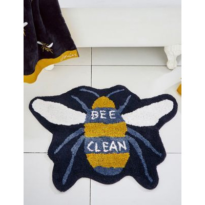Joules Pure Cotton Bee Clean Bath Mat - French Navy, French Navy