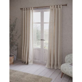 M&S X Fired Earth Acapulco Sheer Embroidered Tab Top Curtains - NAR54 - Weald Green, Weald Green