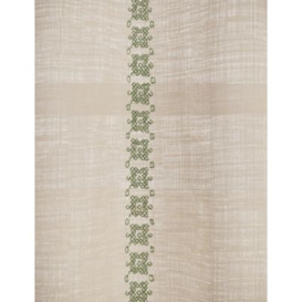 M&S X Fired Earth Acapulco Sheer Embroidered Tab Top Curtains - WDR54 - Weald Green, Weald Green,Natural