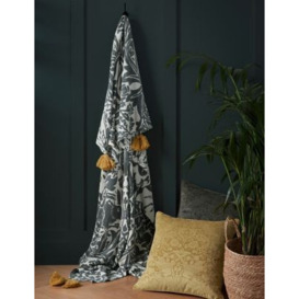 William Morris At Home Pure Cotton Brother Rabbit Throw - Charcoal, Charcoal