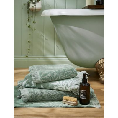 William Morris At Home Pure Cotton Foliage Towel - BATH - Sage, Sage