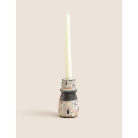 M&S X Fired Earth Distressed Small Dinner Candle Holder - Natural Mix, Natural Mix