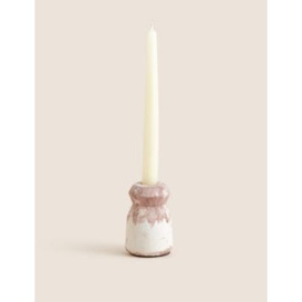 M&S X Fired Earth Textured Small Dinner Candle Holder - Blush, Blush
