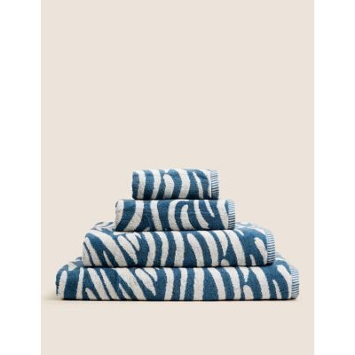 M&S Pure Cotton Wave Towel - GUEST - Blue Mix, Blue Mix