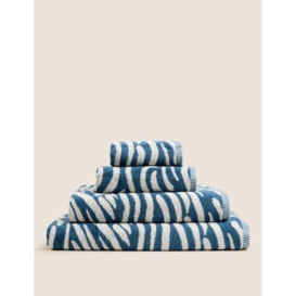 M&S Pure Cotton Wave Towel - EXL - Blue Mix, Blue Mix