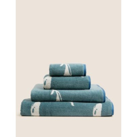 M&S Pure Cotton Whale Towel - HAND - Blue Mix, Blue Mix