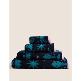 M&S Pure Cotton Tiger Towel - HAND - Teal Mix, Teal Mix