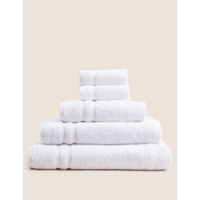 M&S Ultra Deluxe Cotton Rich Towel with Lyocell - EXL - White, White,Stone