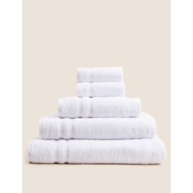 M&S Ultra Deluxe Cotton Rich Towel with Lyocell - EXL - White, White,Silver Grey