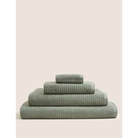 M&S Pure Cotton Quick Dry Towel - BATH - Sage, Sage,Walnut,White,Chambray,Silver Grey,Navy