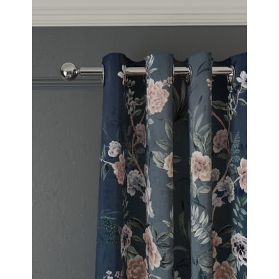 M&S Floral Chinoiserie Eyelet Temperature Smart Curtains - NAR54 - Navy, Navy