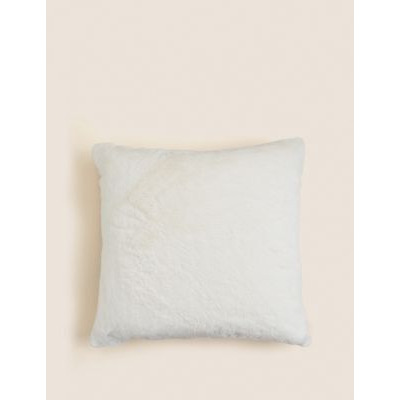 M&S Supersoft Faux Fur Cushion - Cream, Cream,Navy