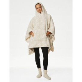 The M&S Snuggle™ Teddy Fleece Hooded Blanket - MED - Natural, Natural,Green,Blush,Grey,Navy