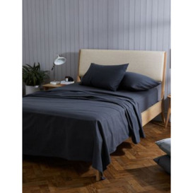 M&S Pure Brushed Cotton Flat Sheet - 6FT - Charcoal, Charcoal,Biscuit,Grey Marl