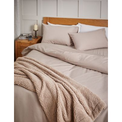 M&S Pure Brushed Cotton Flat Sheet - 5FT - Biscuit, Biscuit