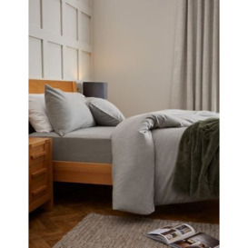 M&S Pure Brushed Cotton Deep Fitted Sheet - 5FT - Grey Marl, Grey Marl,Biscuit,Charcoal