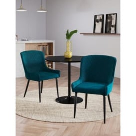 M&S Set of 2 Braxton Velvet Dining Chairs - Dark Teal, Dark Teal