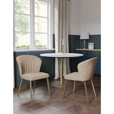 M&S Set of 2 Irvine Velvet Dining Chairs - Mink, Mink,Bottle Green
