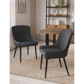M&S Set of 2 Braxton Dining Chairs - Charcoal, Charcoal,Brown