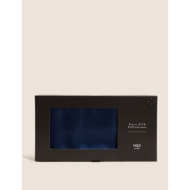 M&S Pure Silk Pillowcase - Navy, Navy,Soft Pink,Slate Blue,Charcoal,Mink,Light Grey,Soft Green,Mint,White