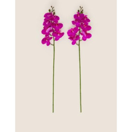 Moss & Sweetpea Set of 2 Artificial Orchid Single Stems - Purple, Purple,White