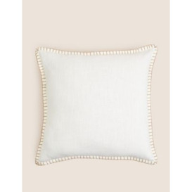M&S Pure Cotton Blanket Stitched Cushion - Ecru, Ecru,Rust,Neutral,Khaki