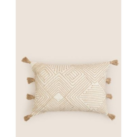 M&S Pure Cotton Textured Bolster Cushion - Natural Mix, Natural Mix