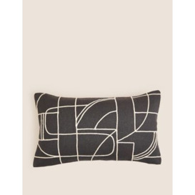 M&S Cotton Rich Geometric Bolster Cushion - Charcoal Mix, Charcoal Mix