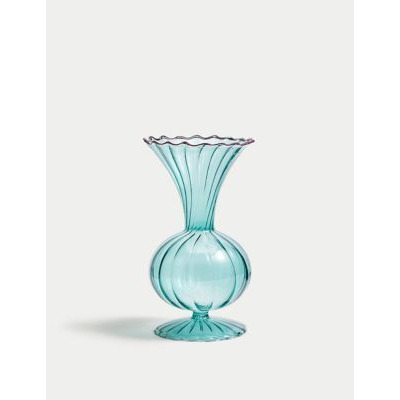 M&S Small Ribbed Bud Vase - Green, Green