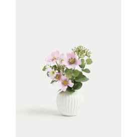 Moss & Sweetpea Artificial Flower Arrangement in Ceramic Pot - Pink, Pink