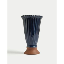 M&S Ceramic Bobble Trim Vase - Blue, Blue