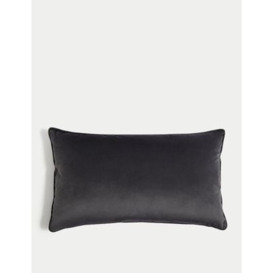 M&S Velvet Piped Bolster Cushion - Charcoal, Charcoal,Navy,Ochre