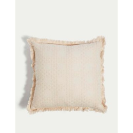 M&S Pure Cotton Checked Textured Cushion - Neutral, Neutral