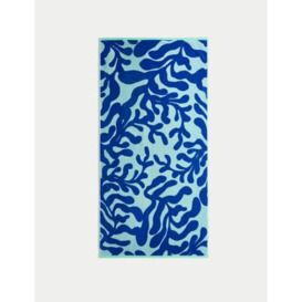 M&S Pure Cotton Coral Beach Towel - Blue Mix, Blue Mix