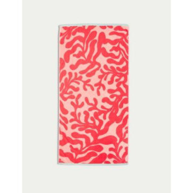 M&S Pure Cotton Coral Beach Towel - Red Mix, Red Mix,Blue Mix