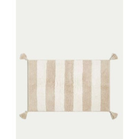 M&S Pure Cotton Striped Bath Mat - Natural, Natural,Powder Blue,Charcoal,Clay,Forest Green,Silver Grey